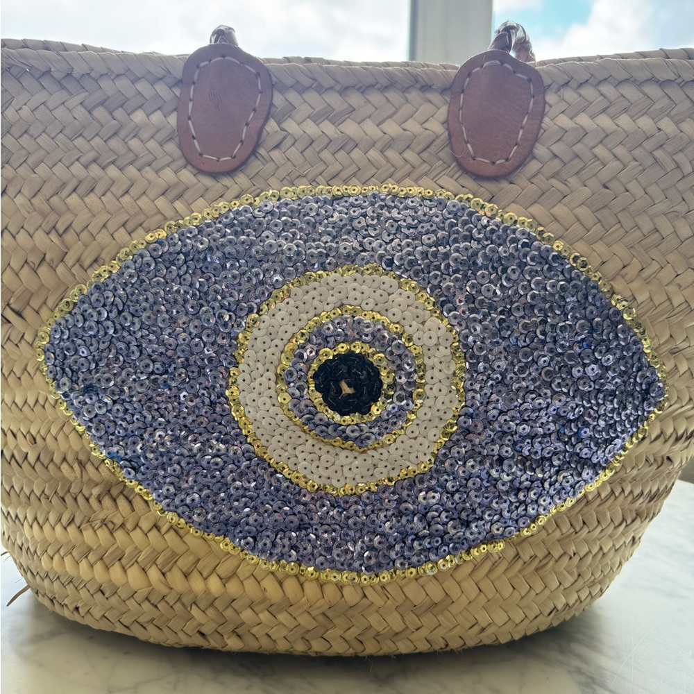ASA Evil Eye Woven Tote Bag - Picture 3 of 8
